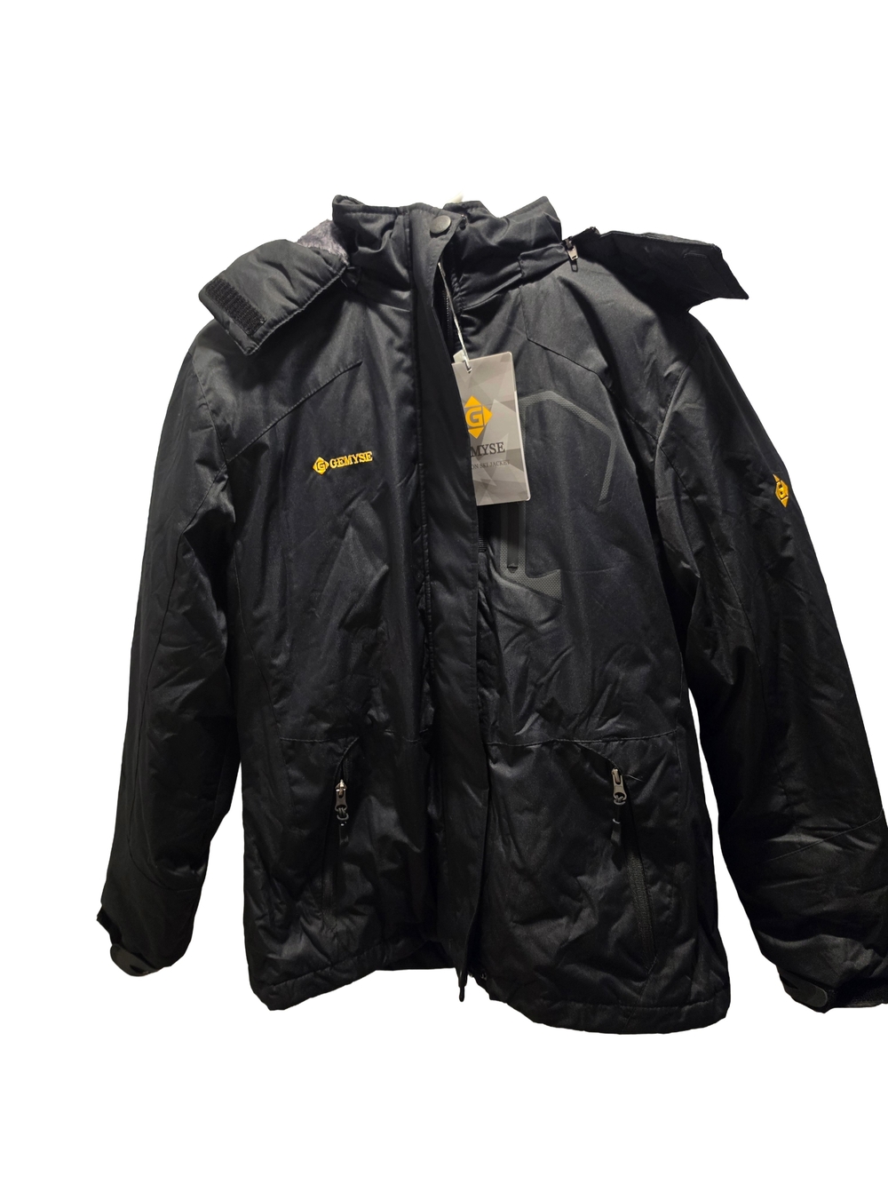 GEMYSE Women's Small Black Hooded Waterproof Insulated Ski Winter Jacket NWT